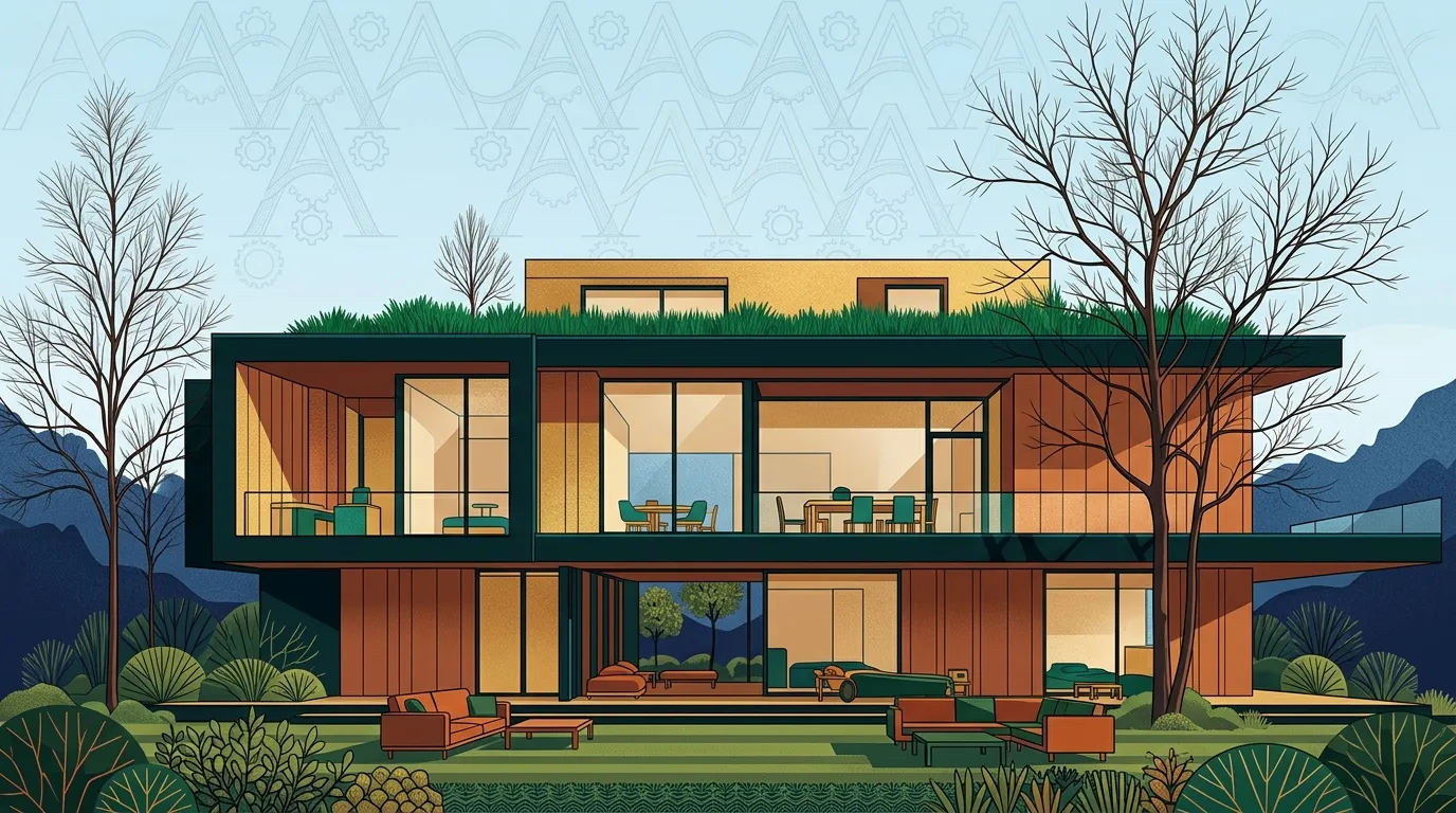 Maison contemporaine deux étages avec grandes baies vitrées et jardin