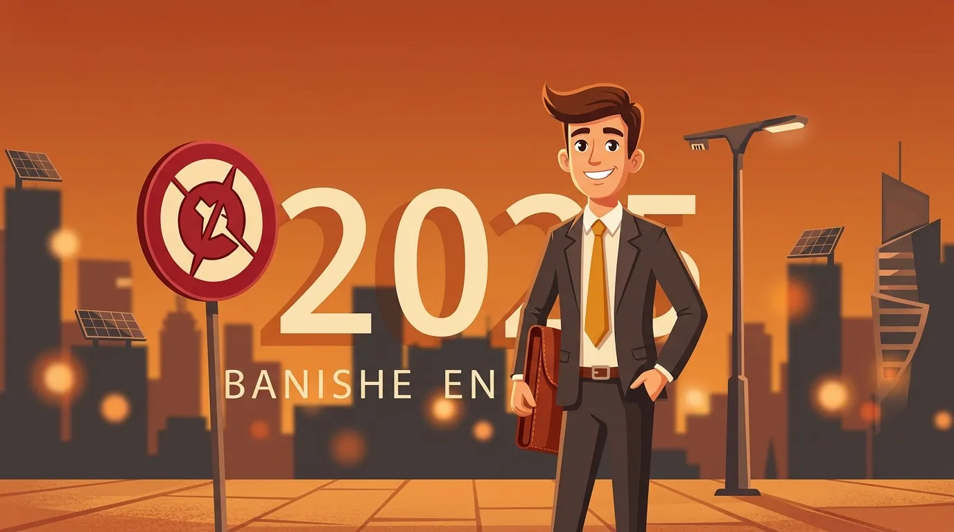 Homme d'affaires souriant devant skyline futuriste avec énergie renouvelable