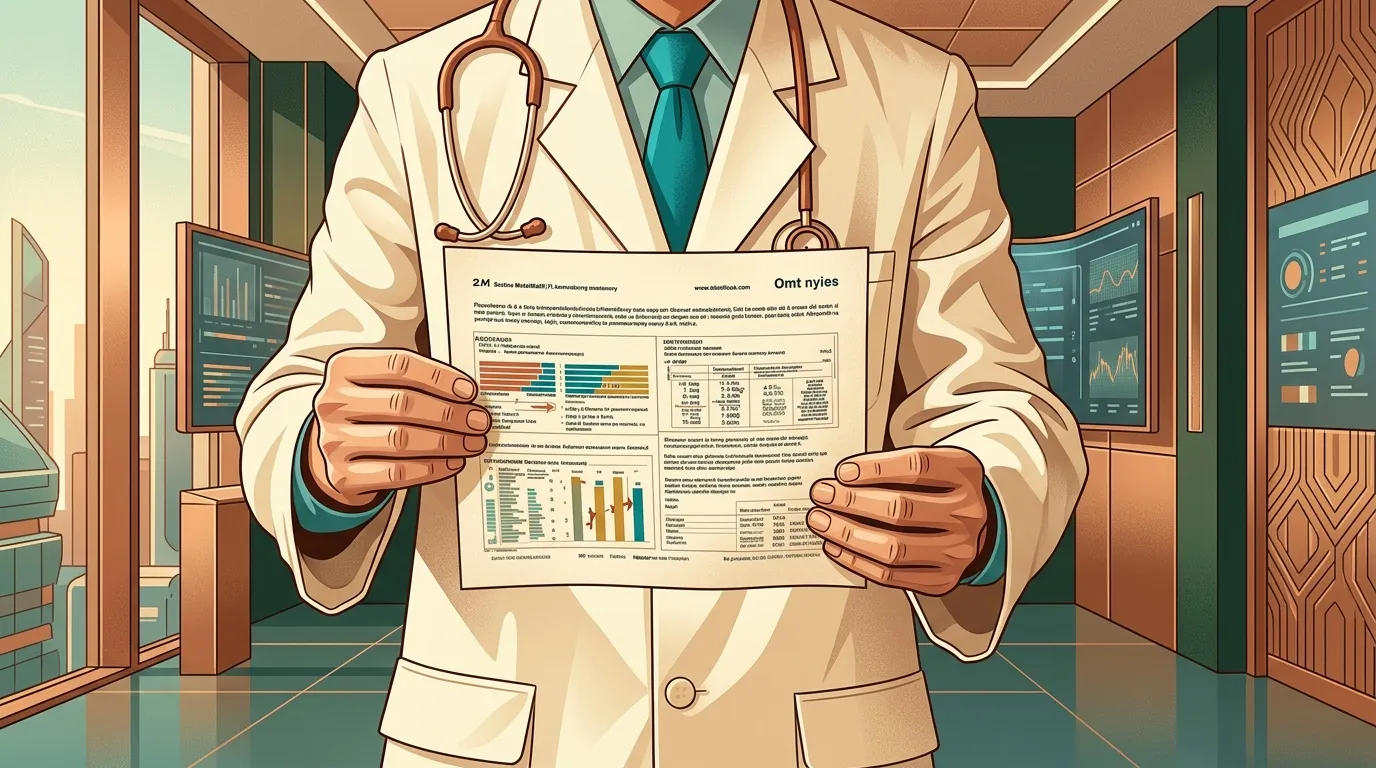 Docteur en blouse blanche montrant un rapport d'analyses médicales