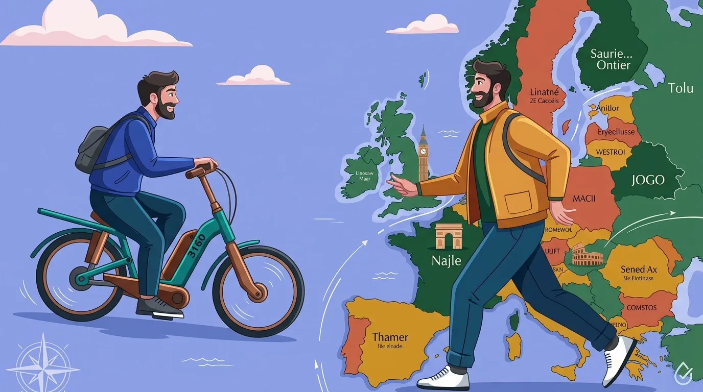 Deux voyageurs explorent l'Europe &agrave; v&eacute;lo et &agrave; pied
