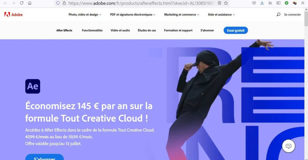 Site de Adobe After Effects
