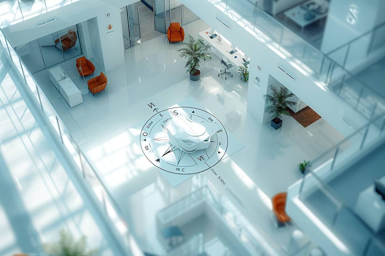 Bureaux modernes avec si&egrave;ges en cuir et plantes d&eacute;coratives